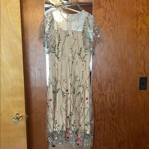 Floral Embroidered Cream Dress